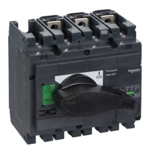 شنايدر إليكتريك مفتاح قاطع Compact INS250، مع مقبض دوار أسود، 250 أمبير، 3 أقطاب
