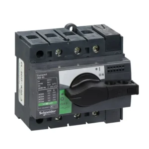 شنايدر إليكتريك مفتاح قاطع Compact INS63، مع مقبض دوار أسود، 160 أمبير، 3 أقطاب